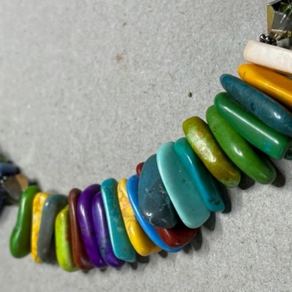 Gorgeous Colorful Turquoise, Howlite, and other Gems, 21" with a Toggle Clasp - Picture 6 of 10